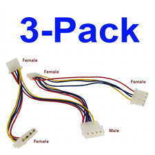 4 Pin IDE 1-to-4 Molex LP4 Power Supply Splitter Cable Adapter 3-Pack 