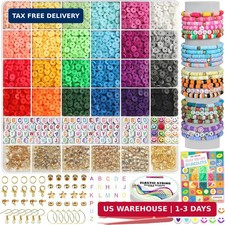 6000 PCS Clay Beads Bracelet Making Kit,24 Color DIY Flat Preppy Beads for Frien