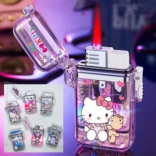 Flashing Lights Hello Kitty Lighter Clear Kuromi My Melody Cinnamon Light Up