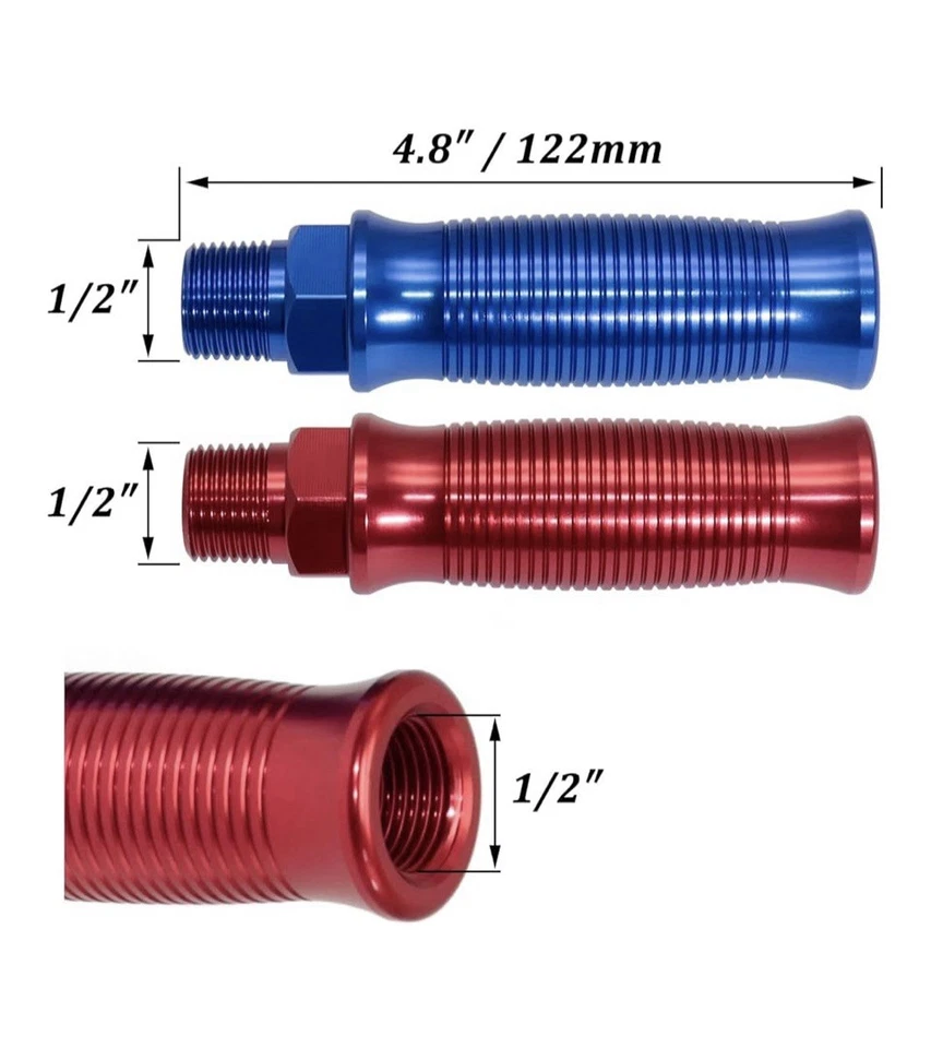 RED & BLUE Glad Hand Handle , Transverse Stripe Handle, Anodized Aluminum . - Image 2 of 4