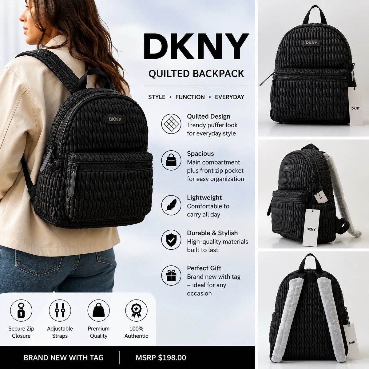 dkny quilted mini backpack Women's Mack Nylon Backpack,DK Denim,1SZ : Clothing, Shoes & Jewelry made in a soft coated fabric DKNY Backpack Quilted Bags &