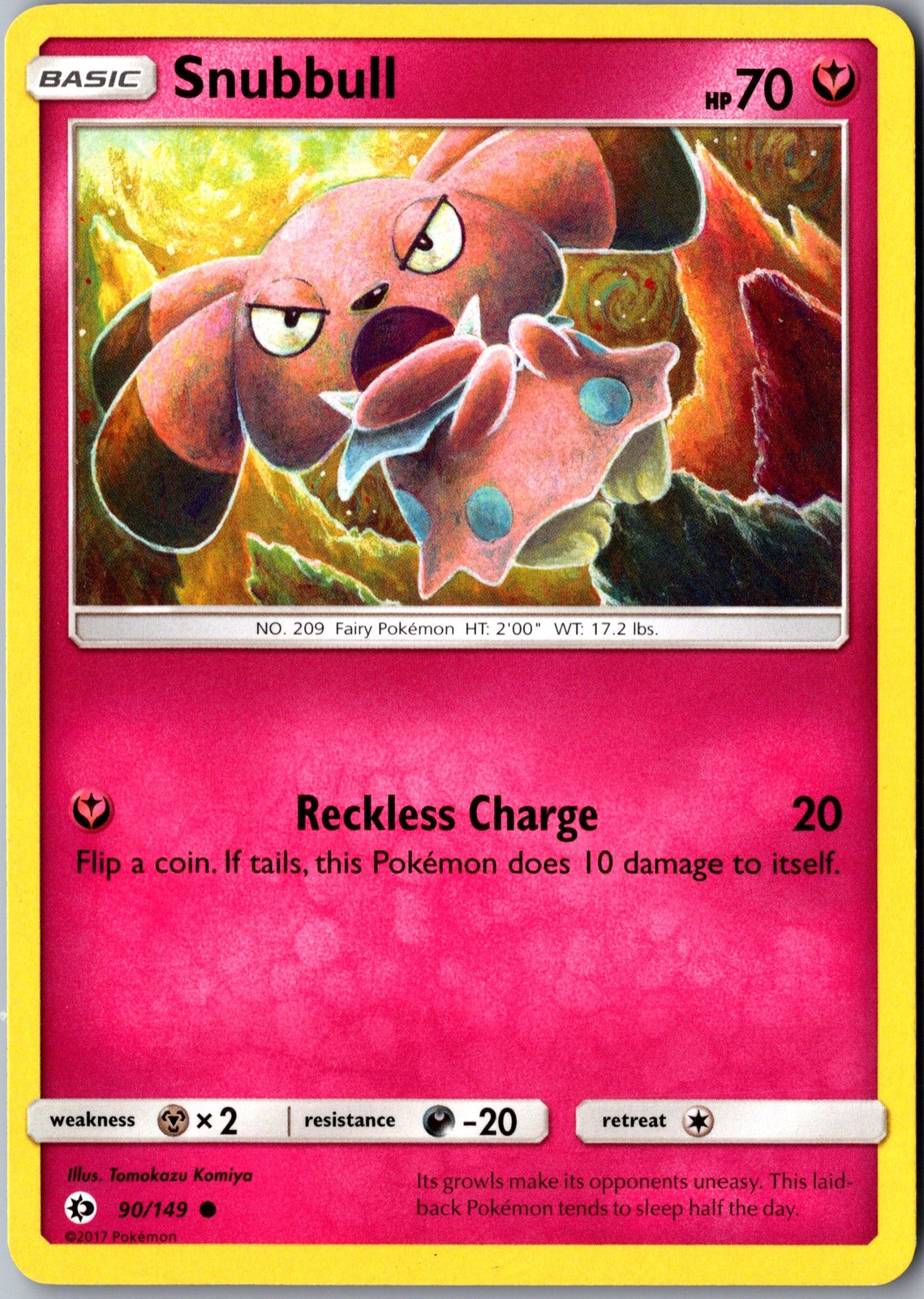 Snubbull 90/149 Common Sun and Moon Base Set Lightly Played Pokemon Card TCG