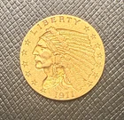 US 1911 Gold $2 1/2 Dollars Indian Head Circulated