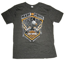 Harley Davidson Men's S/S T-Shirt W/Screamin' Eagle & "Made With Pride," Large