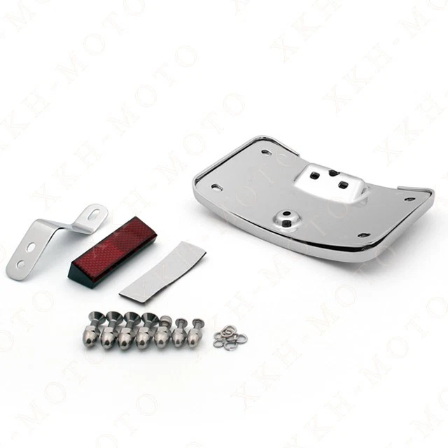 Curved License Plate Mount frame For Harly Softail Deluxe FLSTN 2005-2017 Chrome - Image 3 of 4