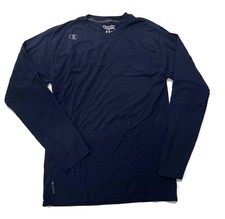 Champion Vapor Cotton Logo Womens Small Crew Neck T-Shirt Long Sleeve Blue