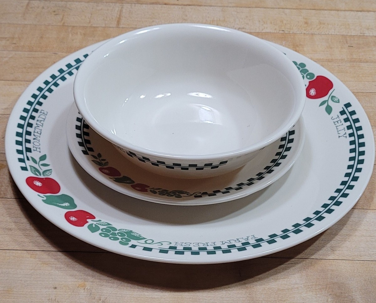 Vintage Corelle Farm Fresh Dinner 3pc Set Dinner Dessert Plate Cereal  Bowl