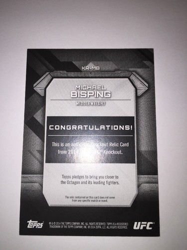 UFC Knockout 2014 Authentic Relic Card Of Michael Bisping Numbered #100/188. - Picture 5 of 6