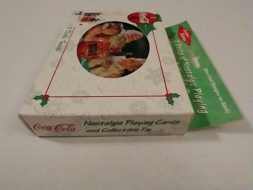 Coca Cola Santa Claus W/ Kids Tin 2 Decks Holiday Playing Cards 1999 Brand New - Picture 9 of 14