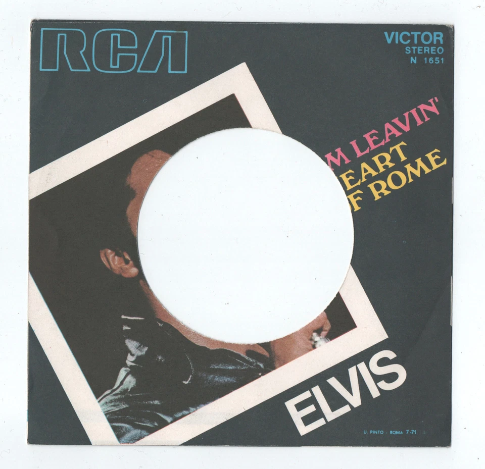 7" ELVIS PRESLEY Heart of Rome SOLO COPERTINA FORATA Italy RCA 1971 - Immagine 2 di 2