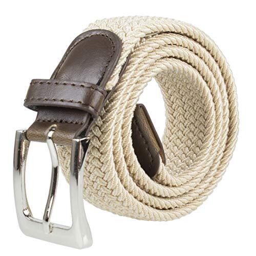Canvas Elastic Fabric Woven Stretch Multicolored Braided Belts Medium Beige
