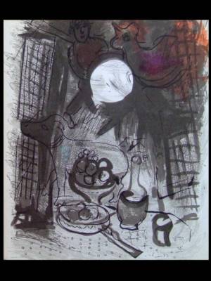 CHAGALL, BRAUNES STILLLEBEN - 1957 - ORIGINAL LITHOGRAFIE, MAEGHT