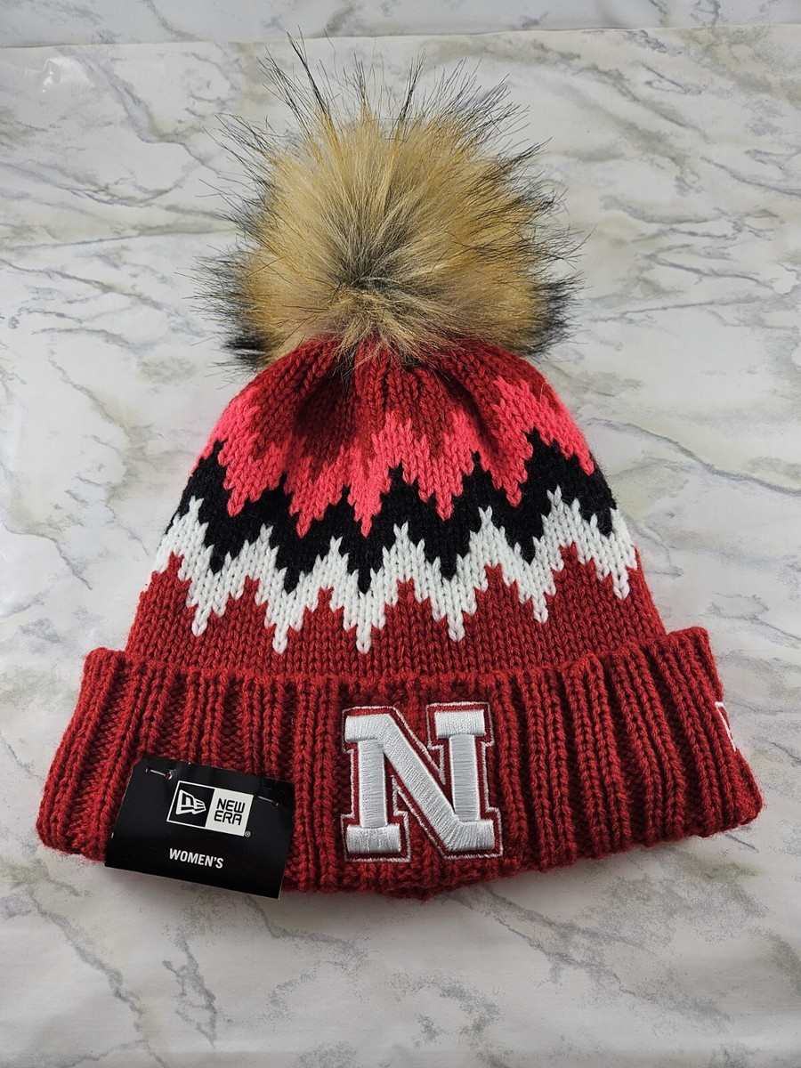 NWT New Era NEBRASKA Cornhuskers Knit Women's Pom Beanie Hat Cap NCAA