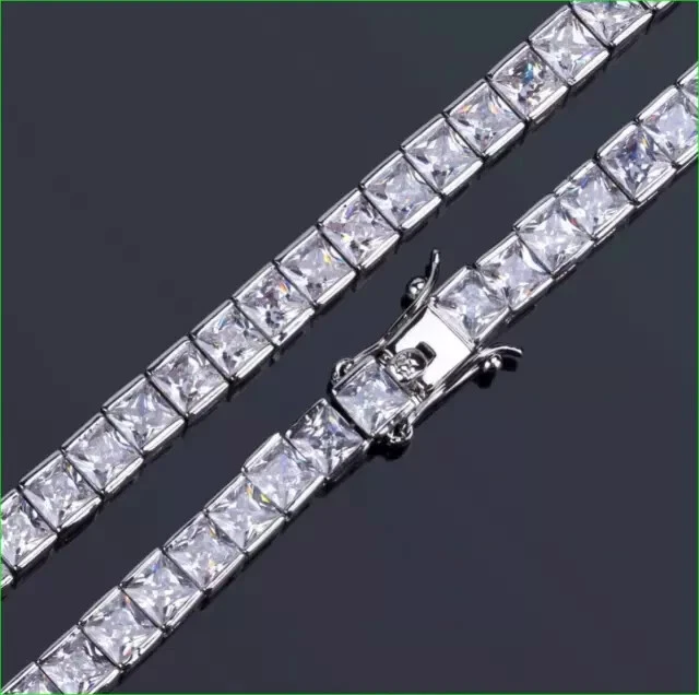 VALENTINO Bracciale Tennis Donna 8Ct Principessa VVS1 Moissanite 7 5" Placcato Oro Bianco 14k