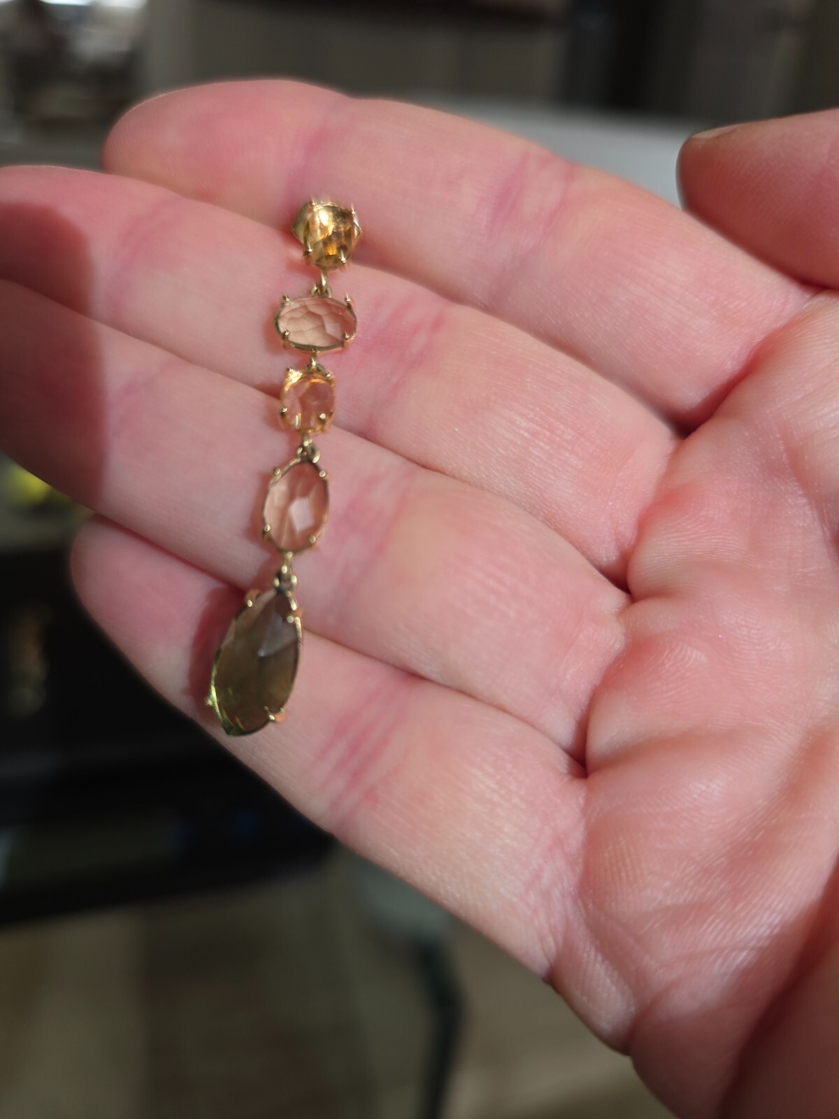 Multicolor Stone Linear Drop Earrings - image 5