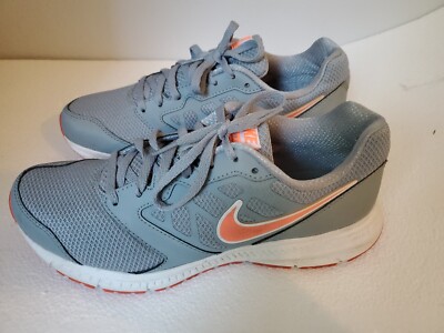 Nike Womens Downshifter Gray Neon Orange Running Shoes Sneakers Size 