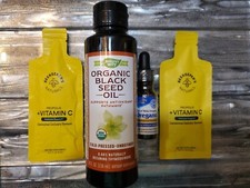 Nature's Way, Organic Black Seed Oil, 8 oz  Oreganol Oil 0.45 oz  FREE Vit. C 