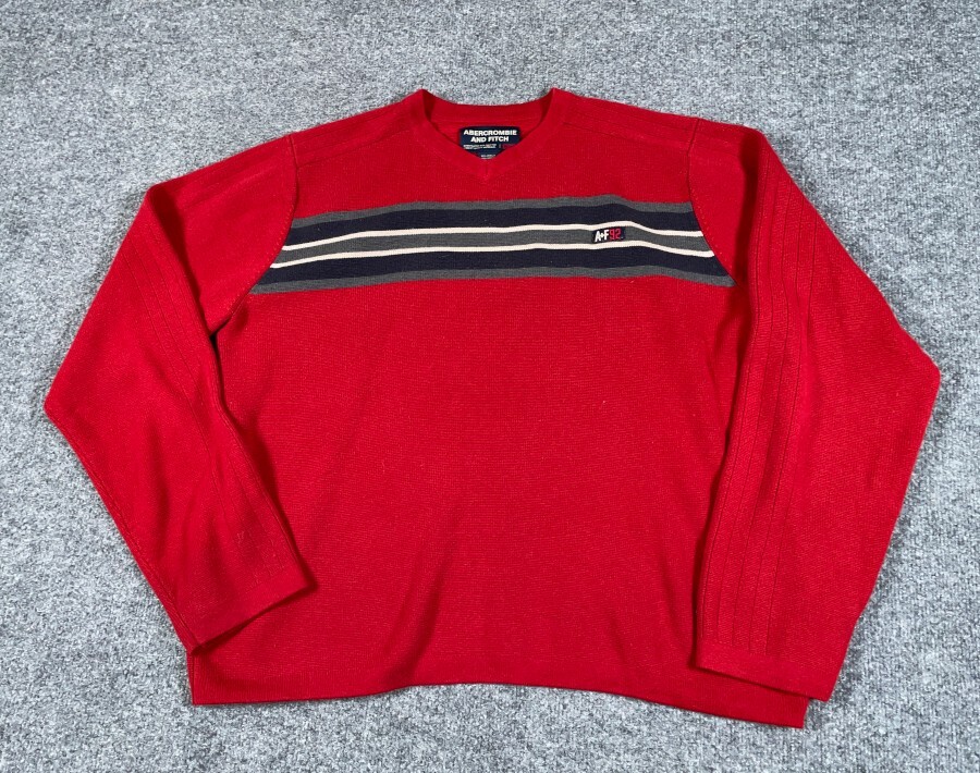 VTG Y2K Abercrombie & Fitch Sweater Adult XL Red Striped Cotton
