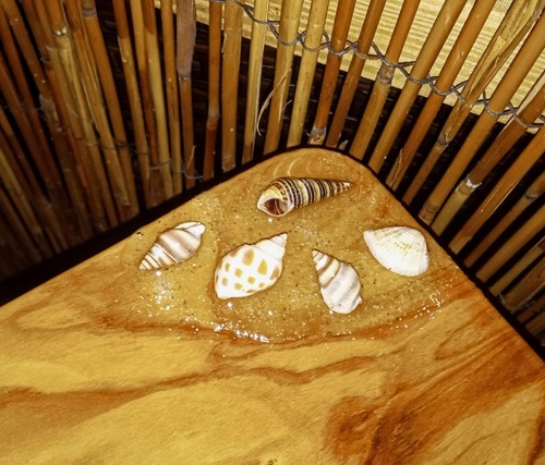 SEASHELL - Italian Olive Wood & Resin Art Charcuterie Board with Handles - Picture 2 of 4