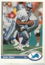 FREE SHIPPING-MINT-1991 Upper Deck #301 Andre Ware Detroit Lions BONUS CARDS