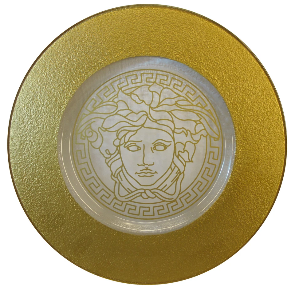 Platzteller aus Glas mit Medusa in Gold Ø 33 cm - Höhe 1,5cm - AE1114