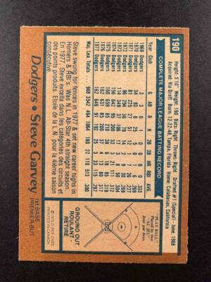 1978 O-PEE-CHEE STEVE GARVEY #190 - NM [00193] | eBay