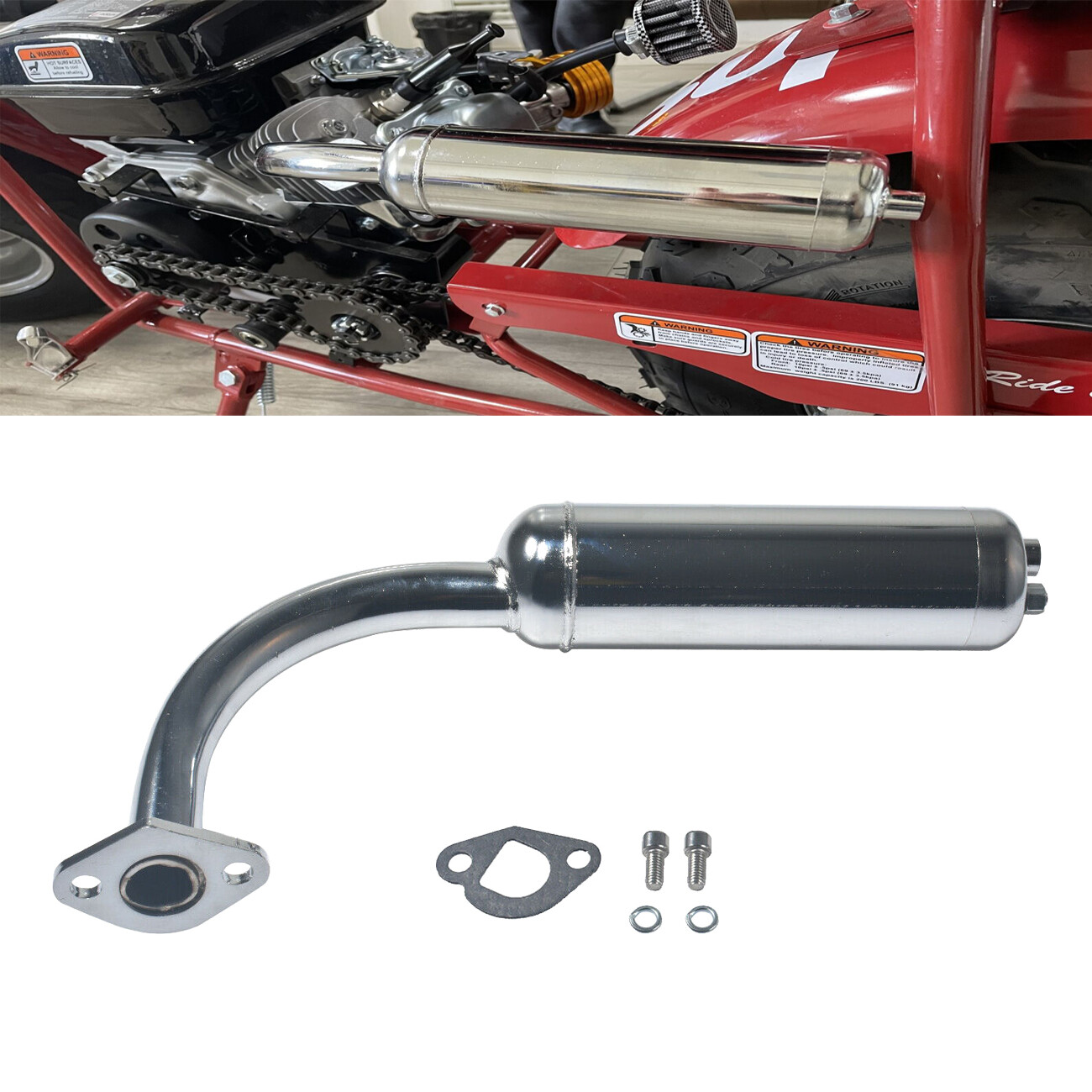 Mini Bike Exhaust Pipe Header &Muffler for Predator 212cc GX200 Coleman