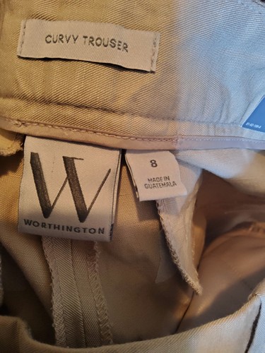 NWT! Worthington Khaki Curvy High Rise Flat Front Pocketed Trousers Women Size 8 - Picture 4 of 5