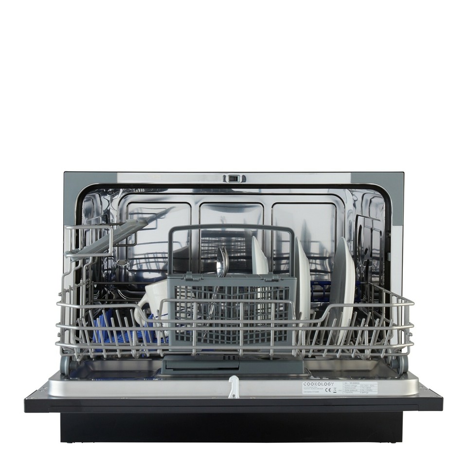 Cookology CTTD6BK Black Mini Counter Top Dishwasher, 6 place settings