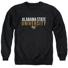 Alabama State University Adult Crewneck Sweatshirt Stacked, Black, S-3XL