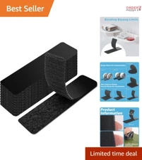 Ultra-Strong Black Hook and Loop Tape - 16 Packs of Double-Sided Adhesive Strips