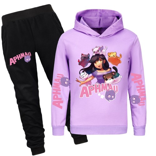 APHMAU 5-13 Year Old Girls' Hoodie Set cartoon Fashion Hoodie Pants Two Piece - Picture 2 of 16