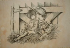 * TRI CHEM 7611 TENDER HUGS BOY GIRL FIRST KISS Picture to paint TRICHEM