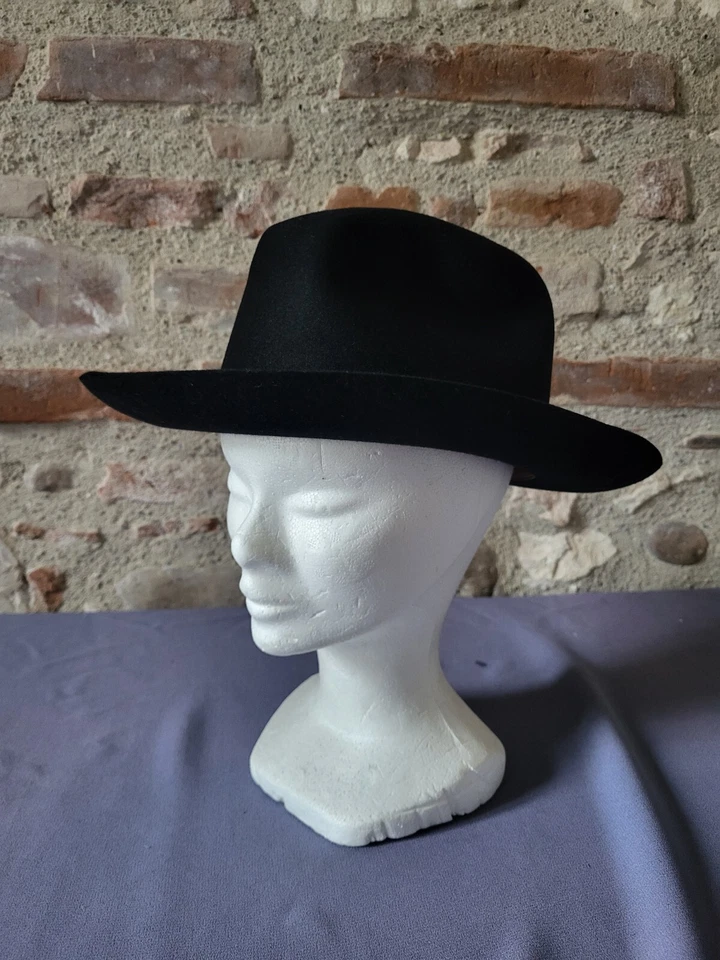 Chapeau femme Borsalino feutre poil noir Vintage borsalino felt hat XS Tt 53cm - Photo 2/4