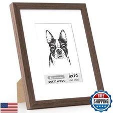 8x10 Picture Frame, Natural Wood 8 x 10 Frame with Mat for 5 x 7, Rustic Wood