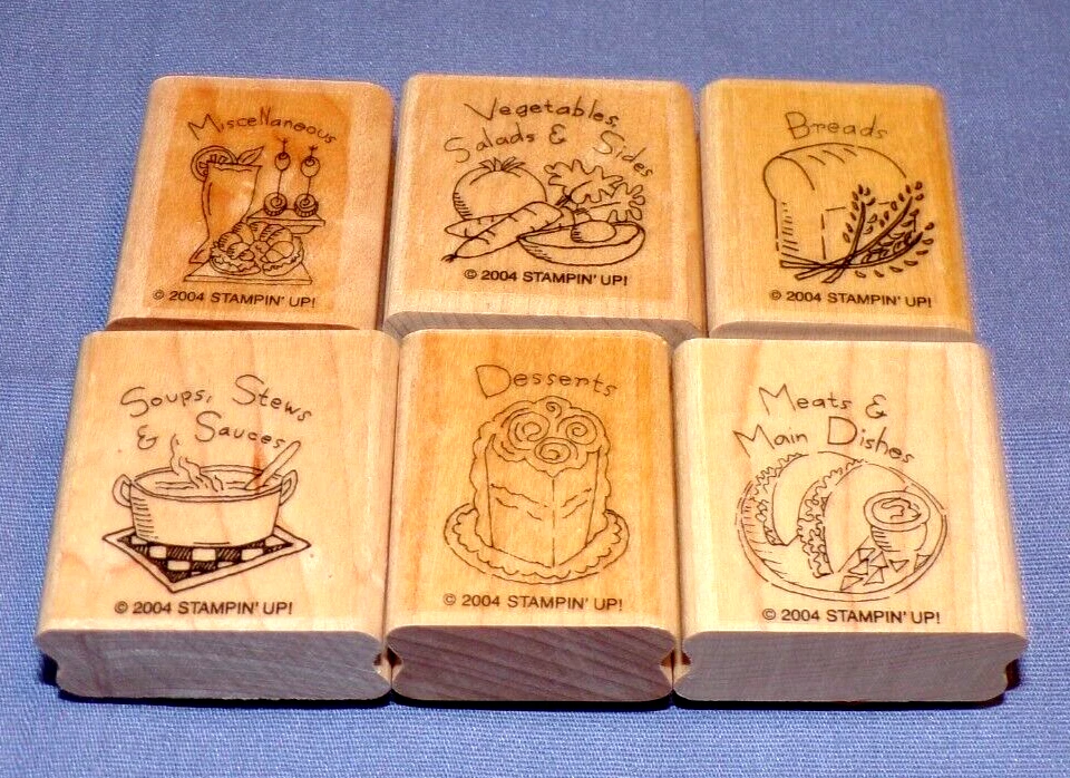 Lote Estampación Madera Goma Receta Tarjeta Caja Artesanal Stampin Kit Cocina Comida Cocina Foto 3 de 4