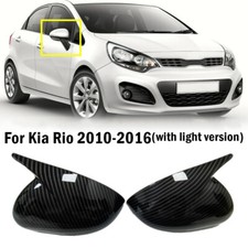 For Kia Rio 2010-2016 2pcs Carbon Fiber Wlight Rearview Mirror Cover Trim Caps