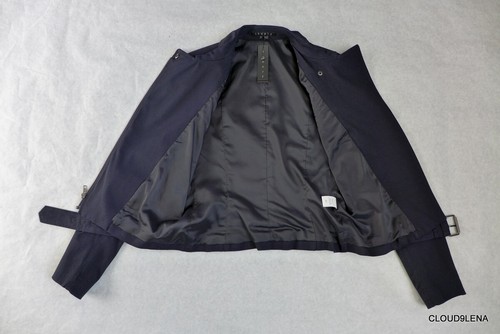NWT THEORY $415 Cotton Blend ELECTRA Motorcycle Jacket Size P/(XS) in SPACE blue - Picture 9 of 11