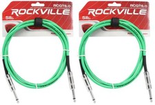 2 Rockville RCGT6.0G 6' 1/4" TS to 1/4'' TS Guitar/Instrument Cable