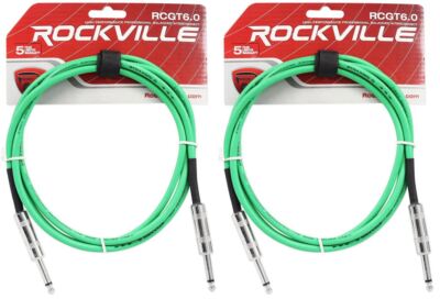 2 Rockville RCGT6.0G 6'  1/4'' TS to 1/4'' TS Guitar/Instrument Cable