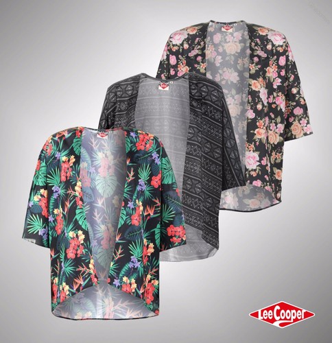 Ladies Designer Lee Cooper Lightweight Batwing Sleeves Printed Kimono Size 8-18