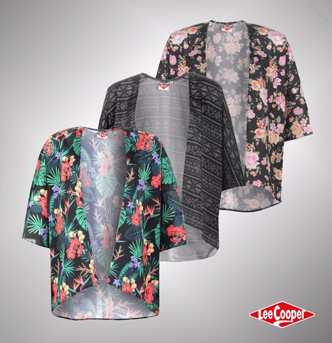 Ladies Designer Lee Cooper Lightweight Batwing Sleeves Printed Kimono Size 8-18 - Zdjęcie 1 z 11