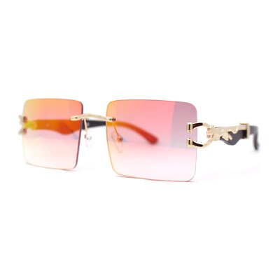Leopard OG Gangster Rapper Rimless Wood Buffs Sunglasses | eBay display picture 3