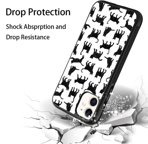 For iPhone SE XS XR Max 5 6 7 8 Plus kitten cat silhouette Pattern Hybrid Covers - Picture 19 of 25