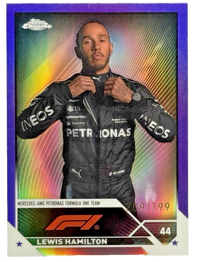 2023 Topps Chrome Formula 1 F1 Portrait Lewis Hamilton #21 Purple Refractor /399