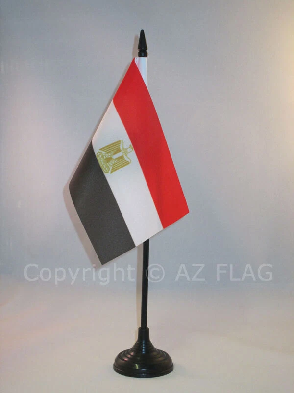DRAPEAU DE TABLE EGYPTE 15x10cm - PETIT DRAPEAUX DE BUREAU EGYPTIEN 10 x 15 cm - - Photo 1/1