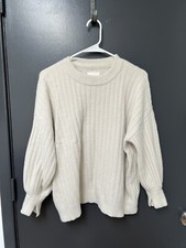 Aerie Sz S Womens Comfy Cream Chunky Sweater White Super Soft Cozy