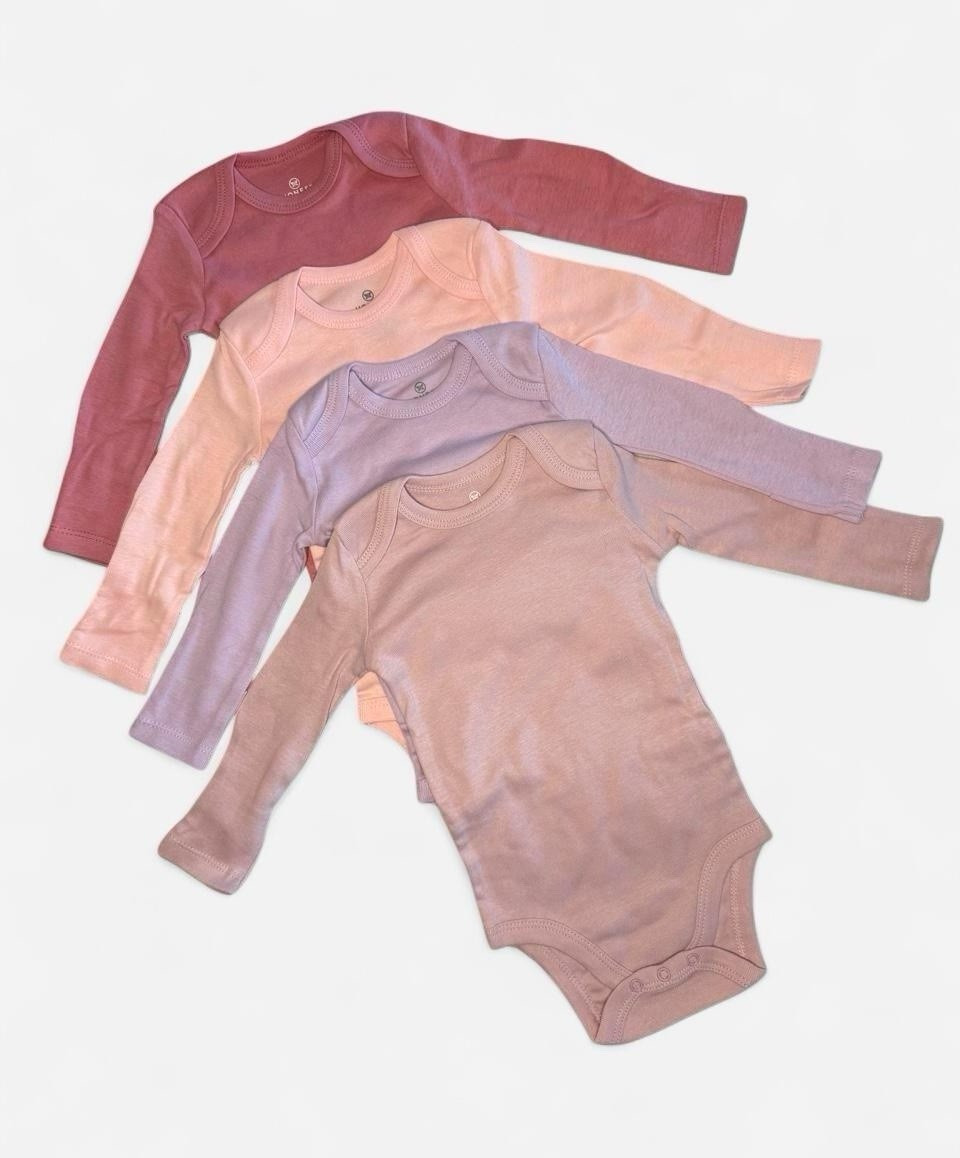 Honest Baby Clothing Unisex 0-3 Months Organic Cotton Long Sleeve Bodysuits 4pc