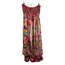 Lapis Strapless Maxi Dress Pink Floral Bubble Hem Polyester One Size Multicolor