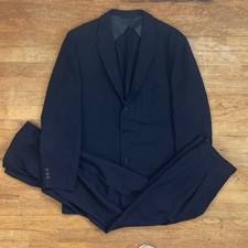 Vintage Mens Suit Set Size 40R Blazer 32x31 Pants 60s Navy Blue Suit Coat Pants